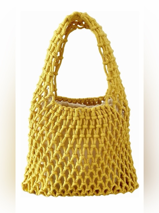 Handbags - 🇺🇸 Sale Yellow Boho Crochet Tote Bag - NWOT